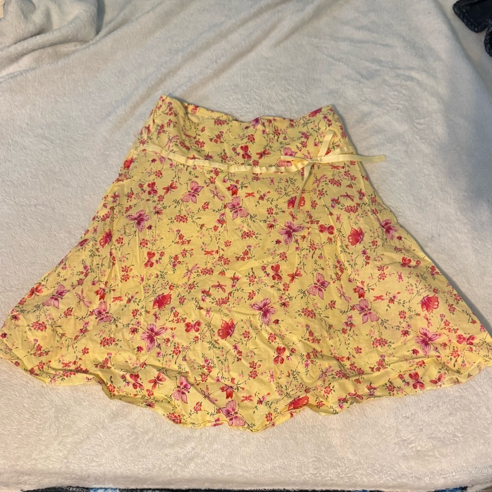 90’s girls Floral Yellow Skirt